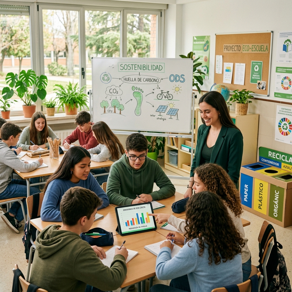 Alumnos en taller de sostenibilidad escolar